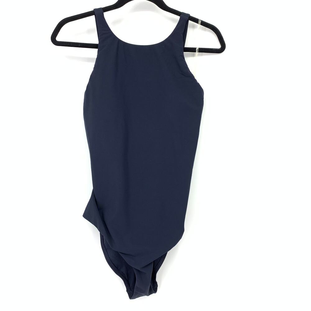 JETS Australia High Neck One Piece Swimsuit Womens US 10 Navy Open Cross Back